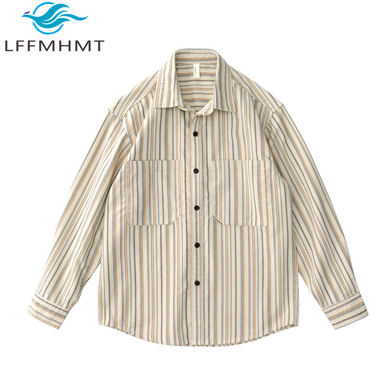 Corduroy Button Up Shirt Men - Erkek Japon Vintage Sanatsal Rahat Bol