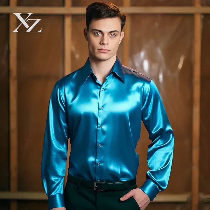 Erkek Saten İpek Gibi Parlak v - Mens Satin Silk Dress Shirt incelemesi ve fiyatı