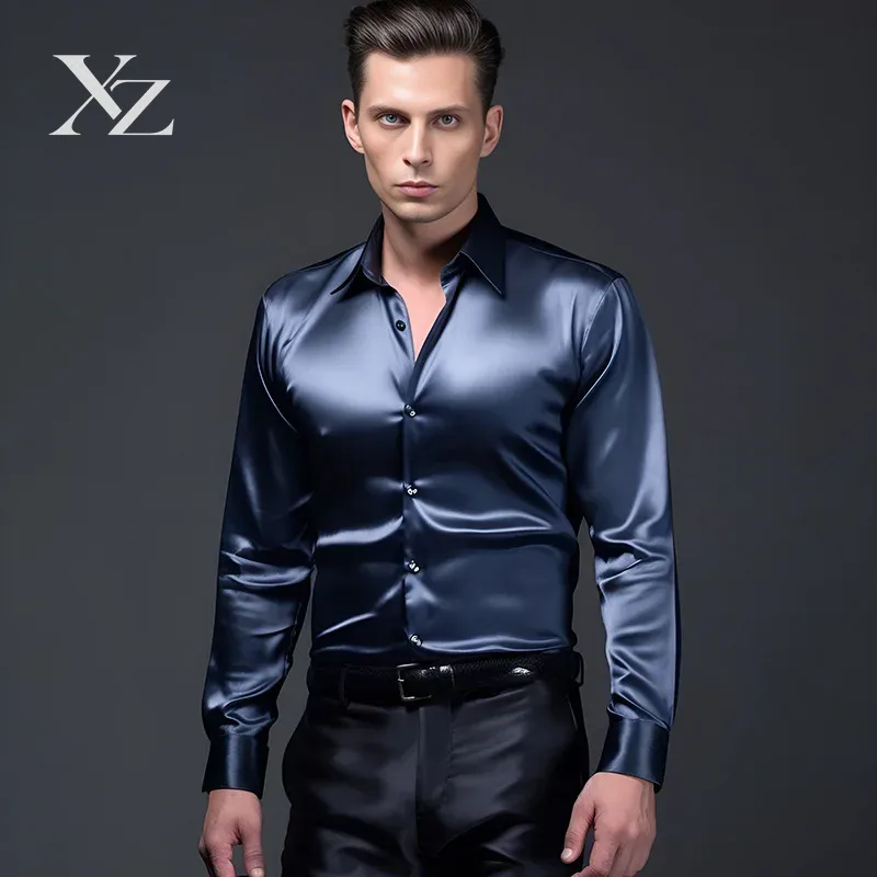 Erkek Saten İpek Gibi Parlak v - Mens Satin Silk Dress Shirt incelemesi ve fiyatı