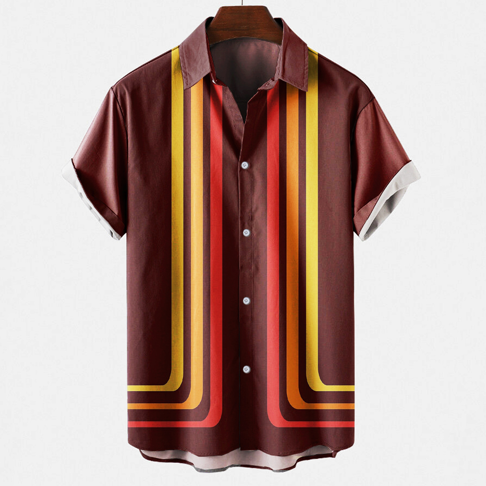 Erkekler için Vintage Retro Çi - Short Sleeve Bowling Shirt Retro incelemesi ve fiyatı